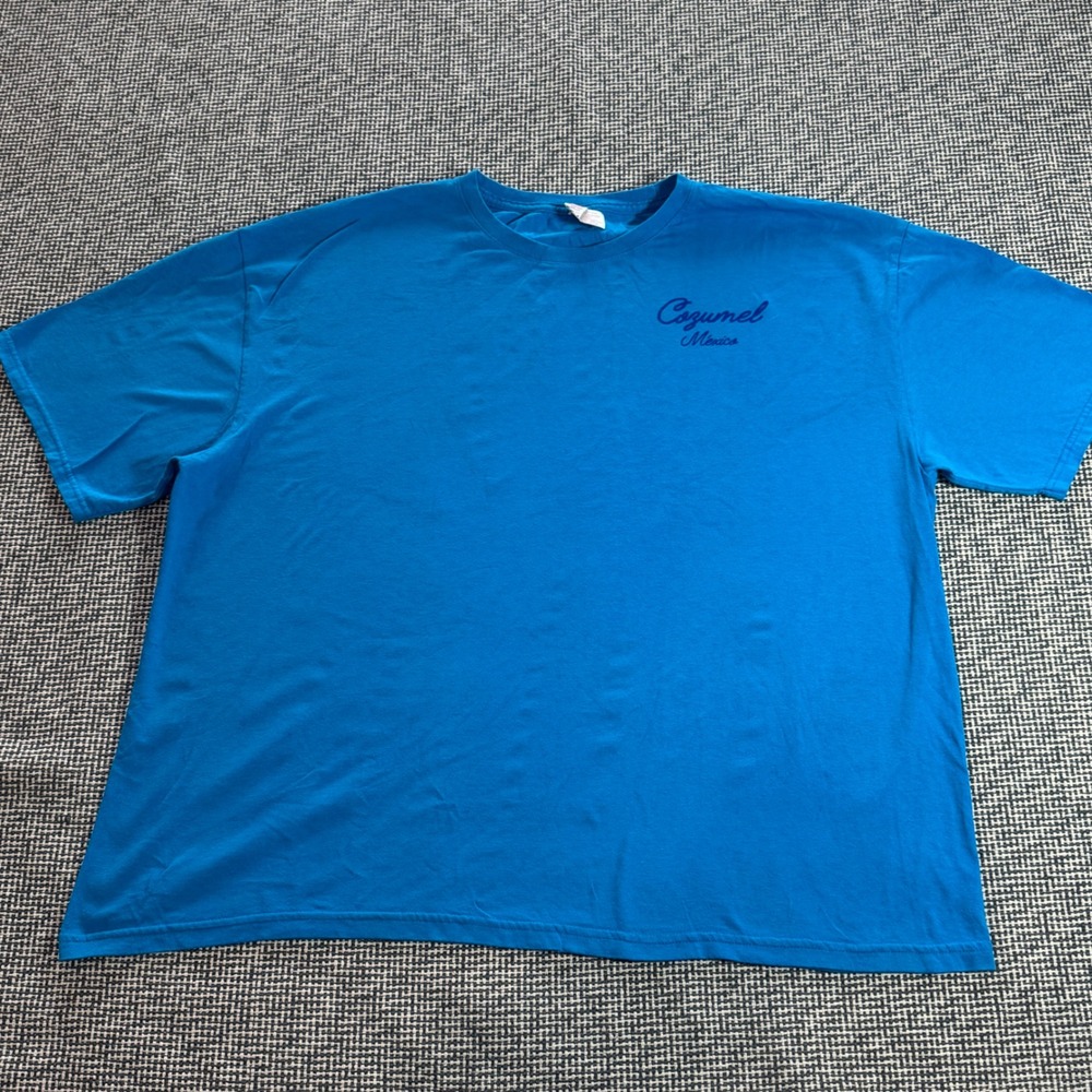 Euro Cotton Cozumel Mexico Blue Graphic T-Shirt Mens XXL Tropical Souvenir Tee